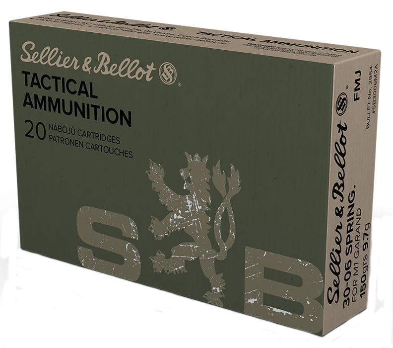Sellier & Bellot SB3006M2 Rifle  30-06 Springfield 150 gr 2700 fps Full Metal Jacket (FMJ) 20 Bx/20 Cs for M1 Garand