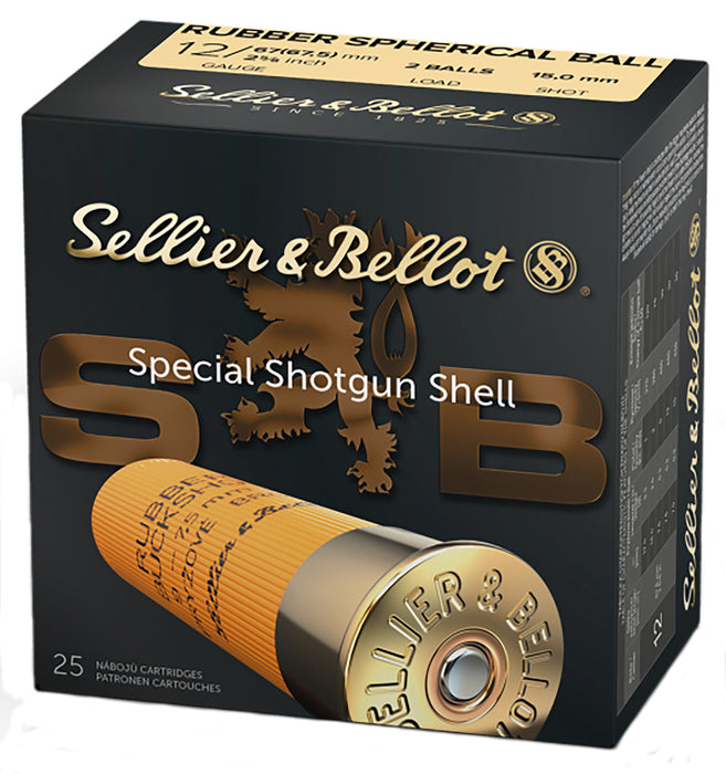 Sellier & Bellot SB12RBB Shotgun  12 Gauge 2.625" 919 fps 2 Rubber Spherical Ball 25 Bx/ 10 Cs