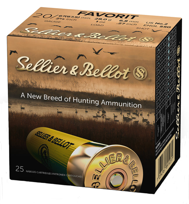 Sellier & Bellot SB20BSA Hunting  20 Gauge 2.75" 12 Pellets 1181 fps 2 Shot 25 Bx/10 Cs