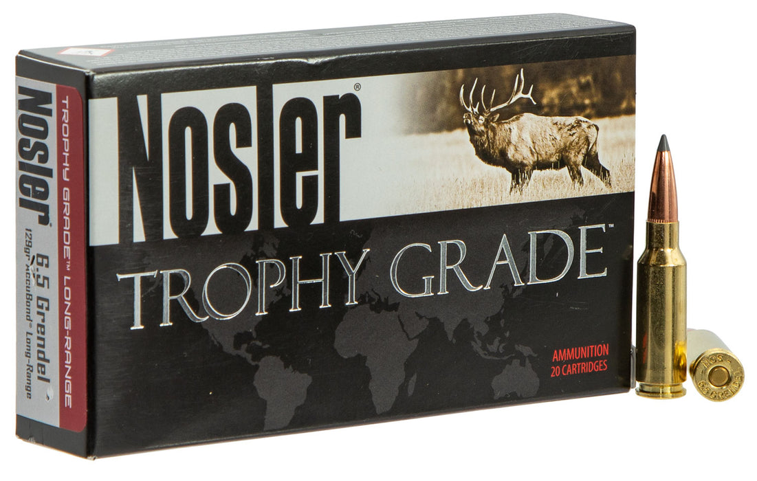 Nosler 60146 Trophy Grade Long-Range  6.5 Grendel 129 gr 2350 fps Nosler Spitzer AccuBond-Long Range (SABLR) 20 Bx/10 Cs