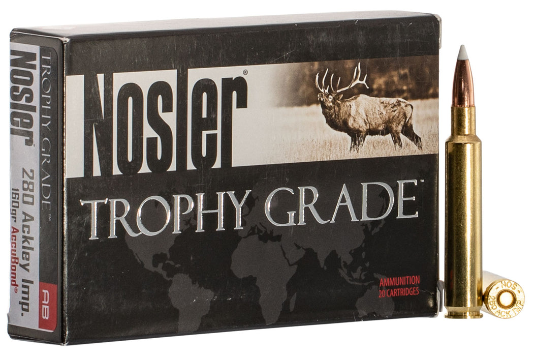 Nosler 60076 Trophy Grade  280 Ackley Improved 160 gr 2950 fps Nosler AccuBond 20 Bx/10 Cs
