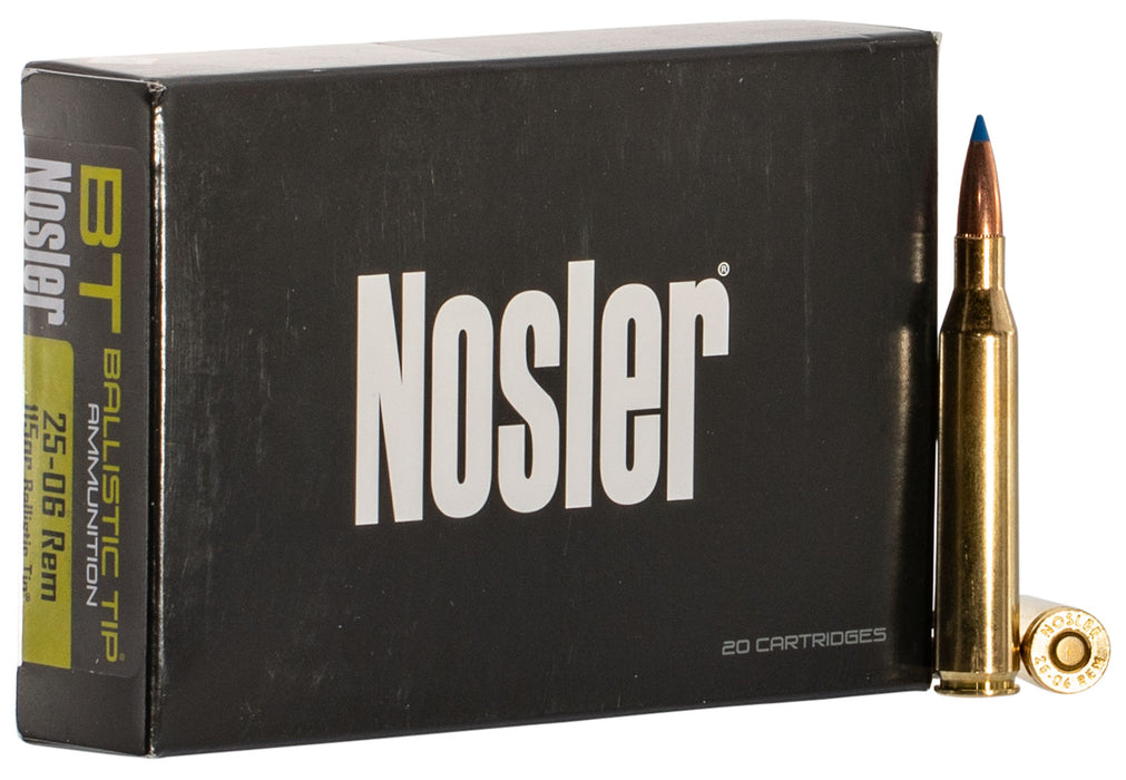 Nosler 40071 Ballistic Tip  25-06 Rem 115 gr 3000 fps Spitzer Ballistic Tip (SBT) 20 Bx/10 Cs