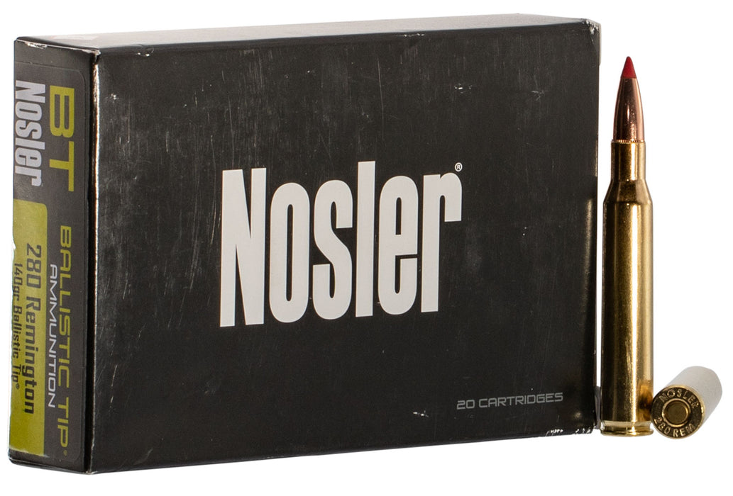 Nosler 40073 Ballistic Tip  280 Rem 140 gr 3000 fps Spitzer Ballistic Tip (SBT) 20 Bx/10 Cs