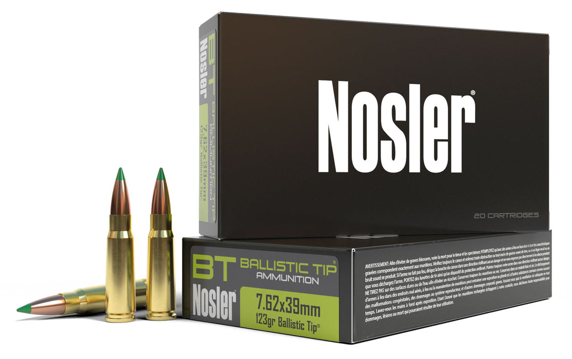 Nosler 40069 Ballistic Tip  7.62x39mm 123 gr 2350 fps Spitzer Ballistic Tip (SBT) 20 Bx/10 Cs