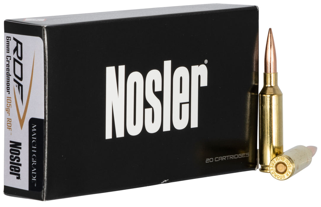 Nosler 60135 Match  Grade RDF  6mm Creedmoor 105 gr 3050 fps RDF Hollow Point Boat-Tail (RDFHPBT) 20 Bx/10 Cs