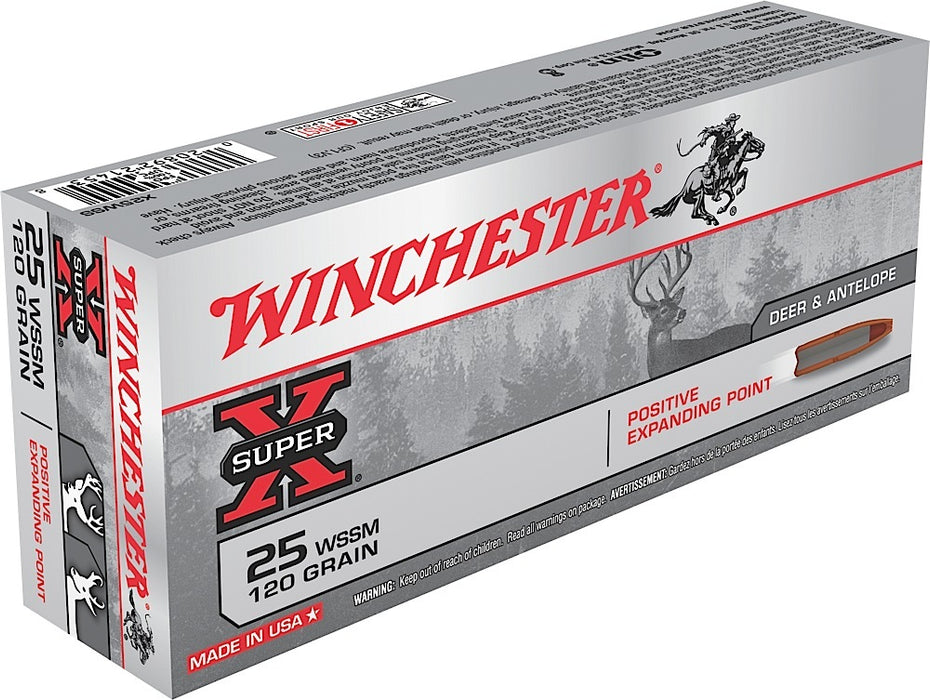 Winchester Ammo X25WSS Super X  25 WSSM 120 gr Positive Expanding Point (PEP) 20 Per Box/10 Cs