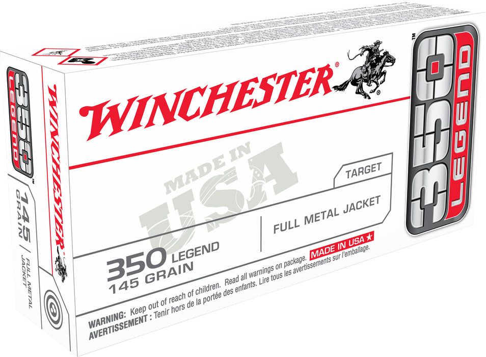 Winchester Ammo USA3501 USA  350 Legend 145 gr 2350 fps Full Metal Jacket (FMJ) 20 Bx/10 Cs