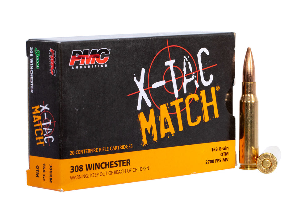 PMC 308XM X-Tac Match  308 Win 168 gr 2700 fps Open Tip Match (OTM) 20 Bx/40 Cs