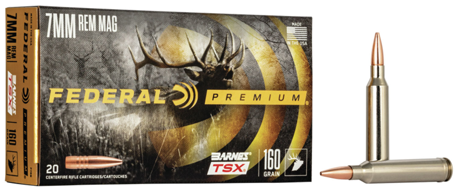 Federal P7RN Premium  7mm Rem Mag 160 gr Barnes TSX 20 Per Box/10 Cs