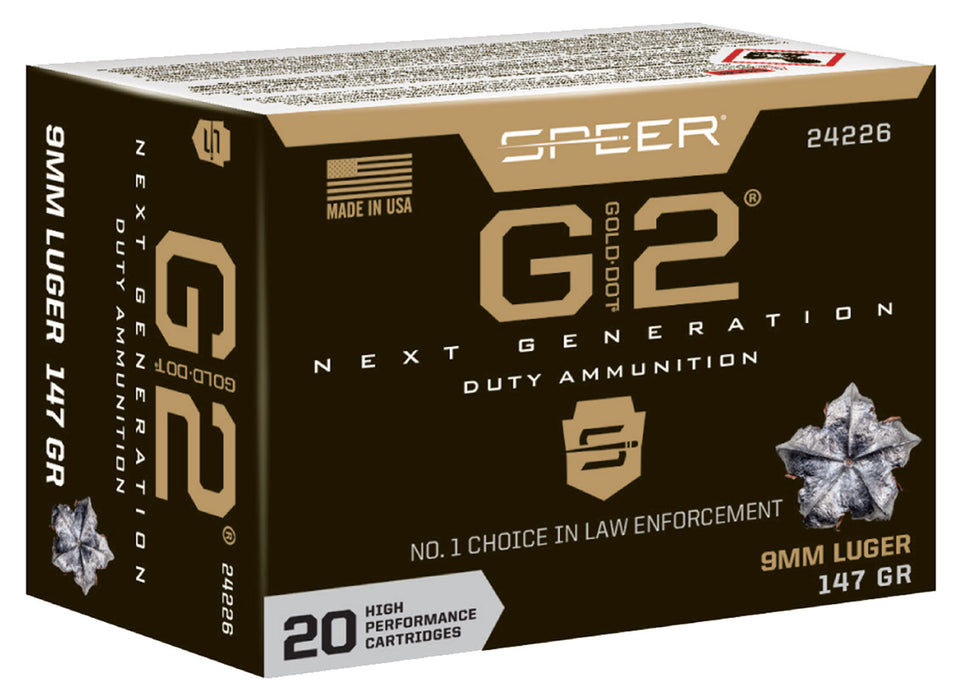 Speer 24226 Gold Dot G2 9mm Luger 147 gr G2 20 Per Box/10 Cs