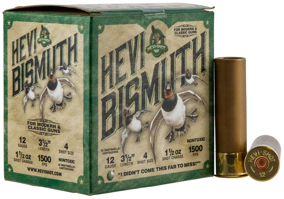 HEVI-Shot HS14504 HEVI-Bismuth Waterfowl 12 Gauge 3.50" 1 1/2 oz 1500 fps Bismuth 4 Shot 25 Bx/10 Cs