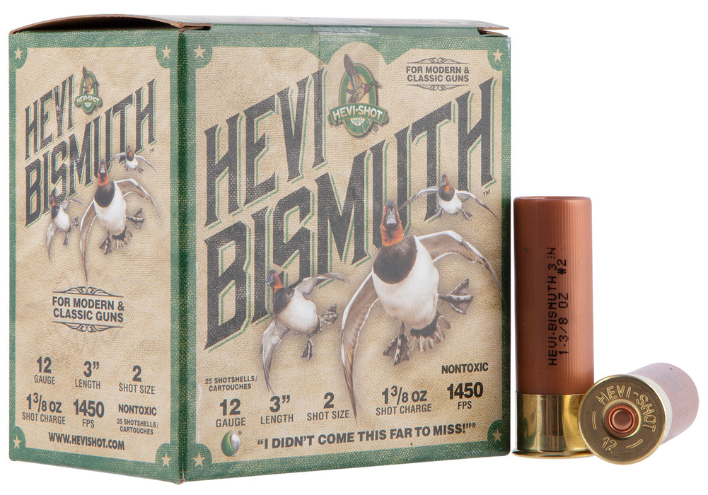 HEVI-Shot HS14002 HEVI-Bismuth Waterfowl 12 Gauge 3" 1 3/8 oz 1450 fps Bismuth 2 Shot 25 Bx/10 Cs