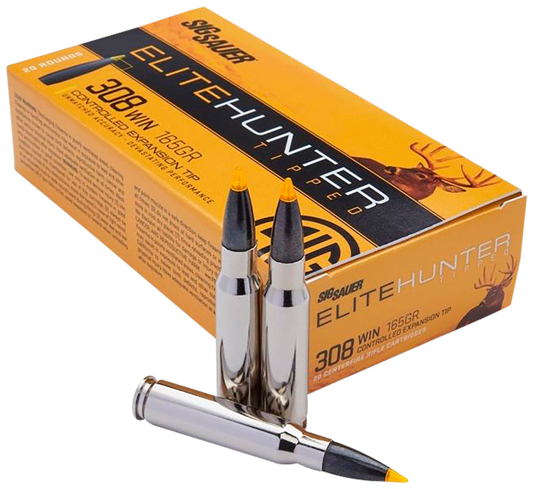 Sig Sauer E308TH220 Elite Hunter Tipped  308 Win 165 gr 2840 fps Controlled Expansion Tip (CET) 20 Bx/10 Cs