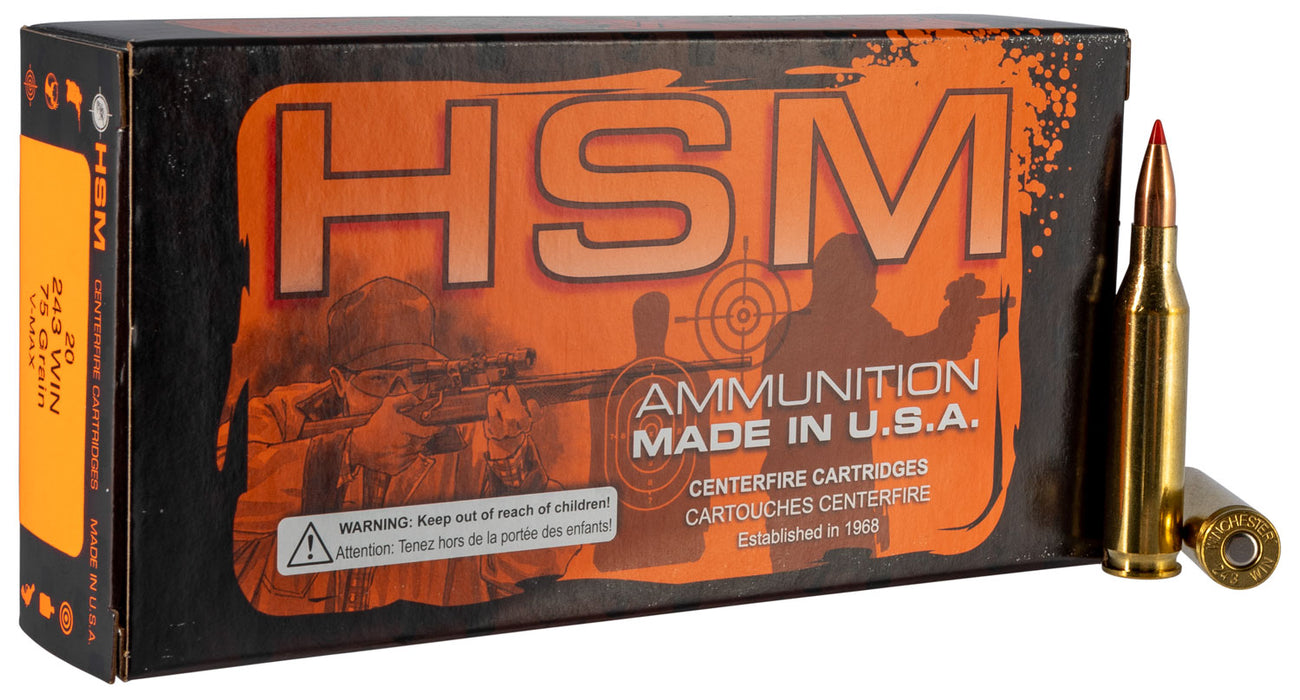 HSM 2432N Varmint  243 Win 75 gr Hornady V-Max (VMX) 20 Per Box/25 Cs