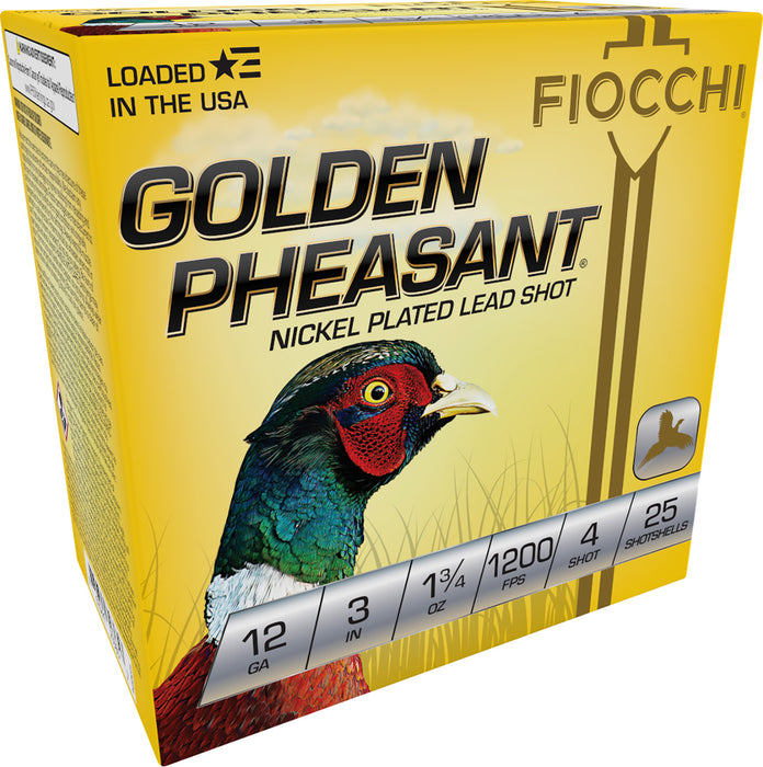 Fiocchi 123GP4 Golden Pheasant  12 Gauge 3" 1 3/4 oz 1200 fps 4 Shot 25 Bx/10 Cs