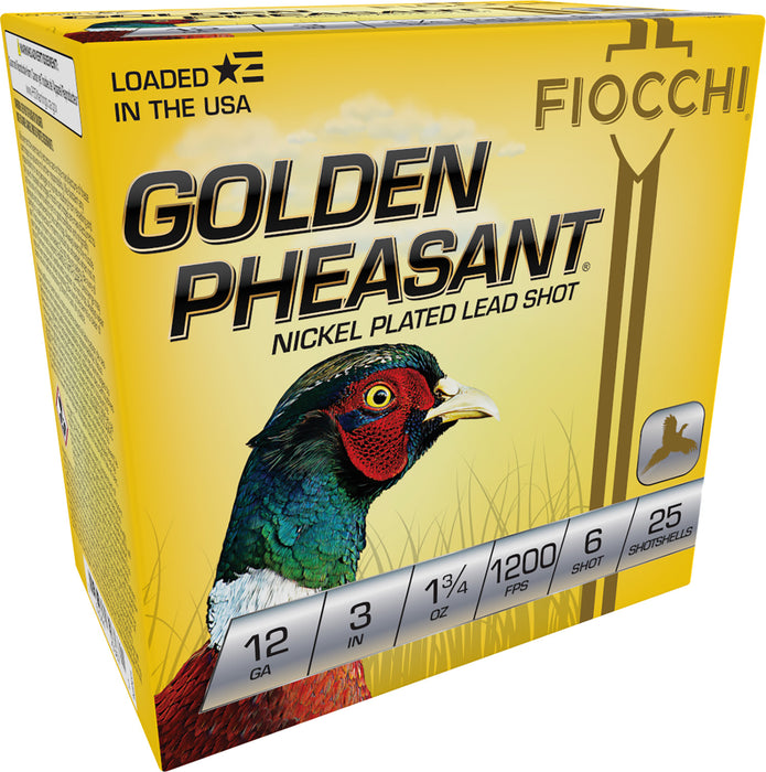 Fiocchi 123GP6 Golden Pheasant  12 Gauge 3" 1 3/4 oz 1200 fps 6 Shot 25 Bx/10 Cs