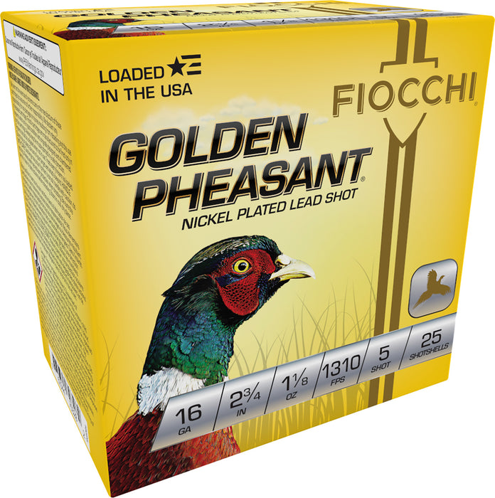 Fiocchi 16GP5 Golden Pheasant  16 Gauge 2.75" 1 1/8 oz 1310 fps 5 Shot 25 Bx/10 Cs