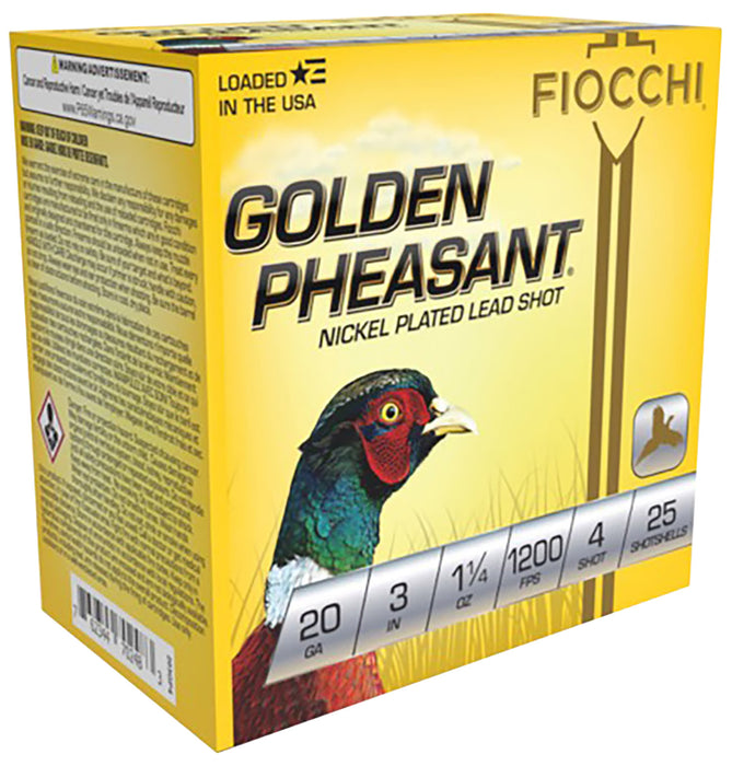 Fiocchi 203GP4 Golden Pheasant Extrema 20Gauge 3" 1 1/4oz 4Shot 25 Per Box/10 Case