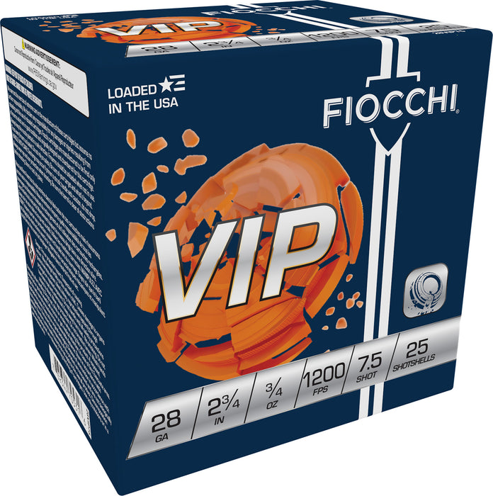 Fiocchi 28VIP75 Exacta Target VIP 28 Gauge 2.75" 3/4 oz 1200 fps 7.5 Shot 25 Bx/10 Cs