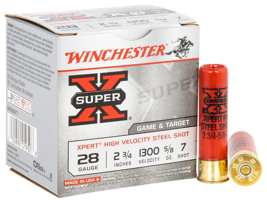 Winchester Ammo WE28GT7 Super X Xpert High Velocity 28 Gauge 2.75" 5/8 oz 1300 fps 7 Shot 25 Bx/10 Cs