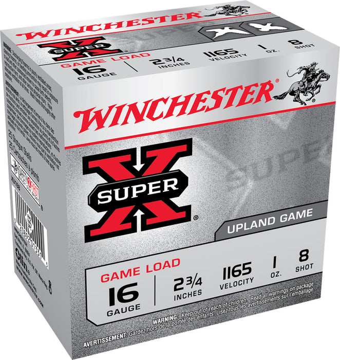 Winchester Ammo XU168 Super X Game Load 16 Gauge 2.75" 1 oz 1165 fps 8 Shot 25 Bx/10 Cs