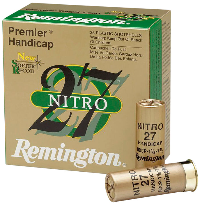 Remington Ammunition 20227 Premier Nitro 27 Handicap Load 12 Gauge 2.75" 1 oz 1290 fps 7.5 Shot 25 Bx/10 Cs