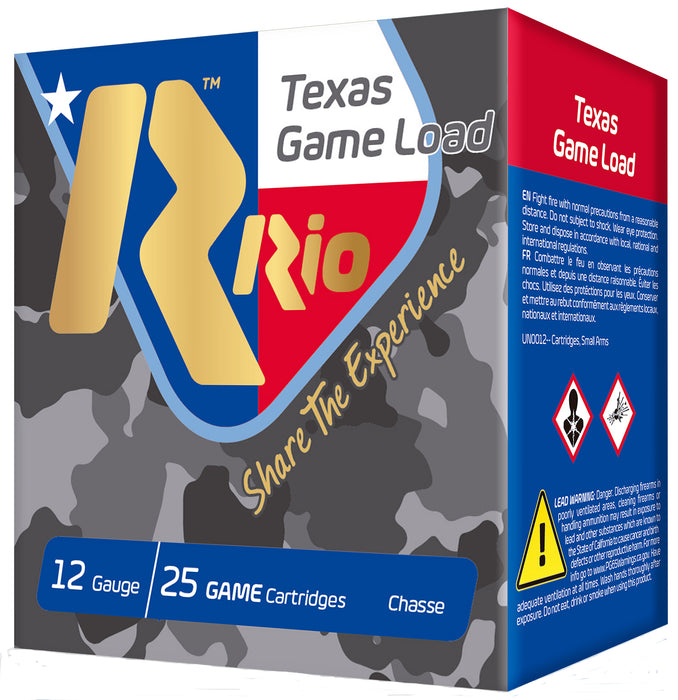 Rio Ammunition TG3675TX Top Game Texas Game Load Standard Velocity 12 Gauge 2.75" 1 1/4 oz 7.5 Shot 25 Bx/ 10 Cs