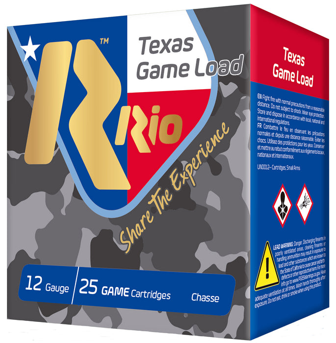 Rio Ammunition TGHV3675TX Top Game Texas Game Load High Velocity 12 Gauge 2.75" 1 1/4 oz 7.5 Shot 25 Bx/ 10 Cs