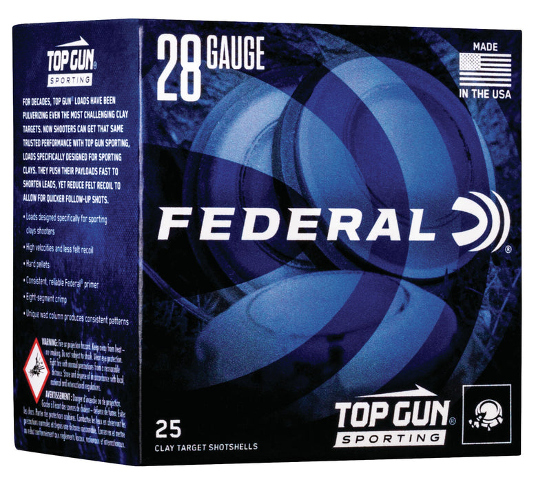 Federal TGS28218 Top Gun Sporting 28 Gauge 2.75" 3/4 oz 1330 fps 8 Shot 25 Bx/10 Cs