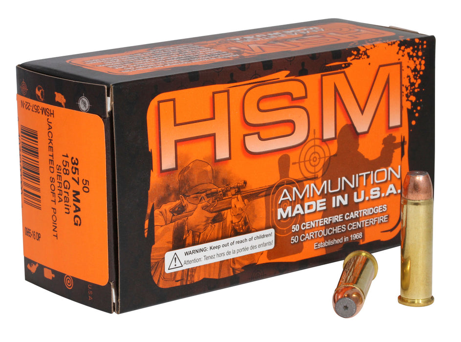 HSM 35722N Pro Pistol  357 Mag 158 gr Jacketed Soft Point (JSP) 50 Bx/10 Cs