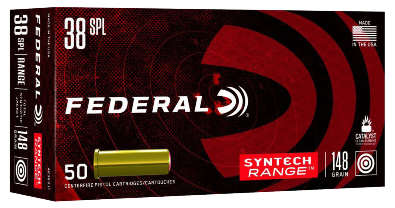 Federal AE38SJ1 American Eagle Syntech Range  38 Special 148 gr Synthetic Jacket Wadcutter 50 Per Box/10 Cs