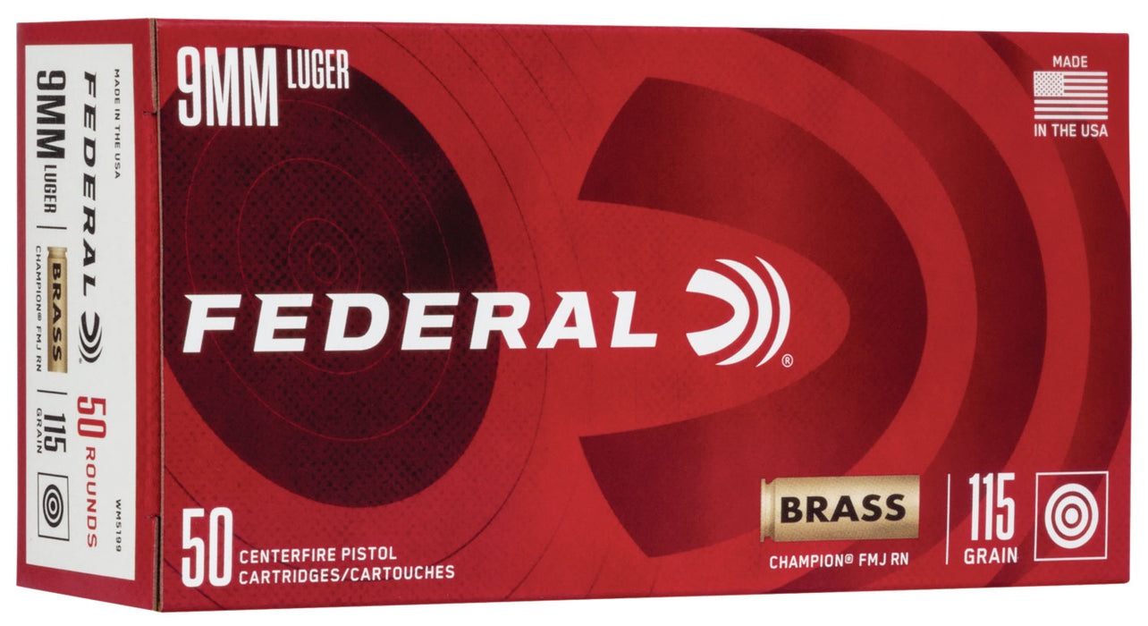 Federal WM5199 Champion Training 9mmLuger 115gr Full Metal Jacket