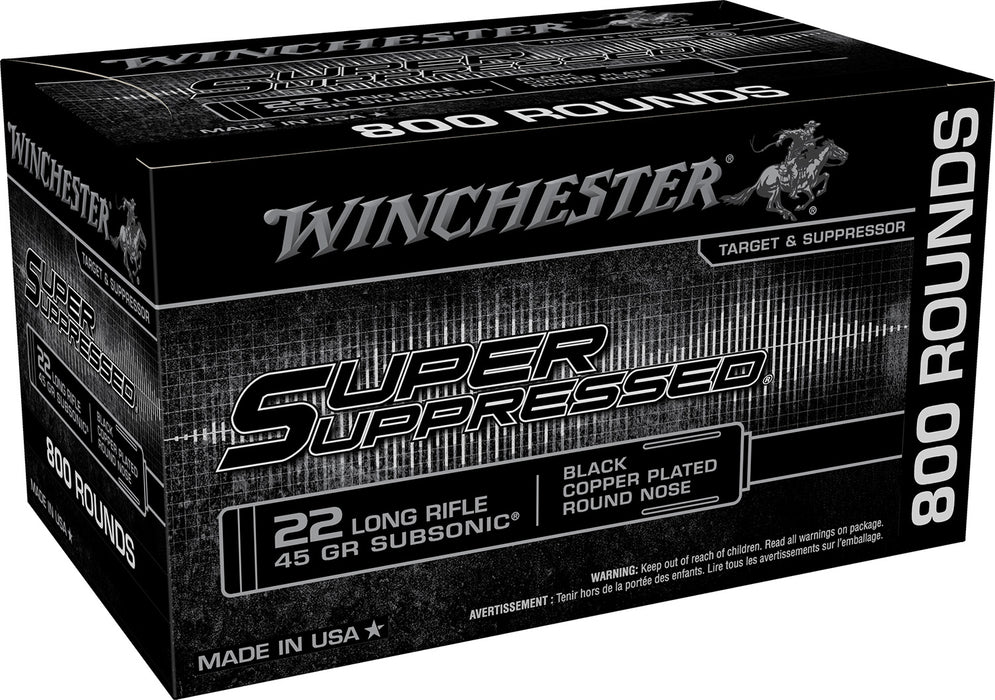 Winchester Ammo SUP22LRB Super Suppressed  22LR 45gr Black Copper Plated Round Nose 800 Per Bx/2 Case *Bulk
