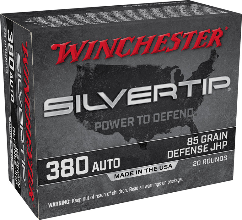 Winchester Ammo W380ST Silvertip  380 ACP 85 gr Silvertip Jacket Hollow Point 20 Per Box/10 Cs