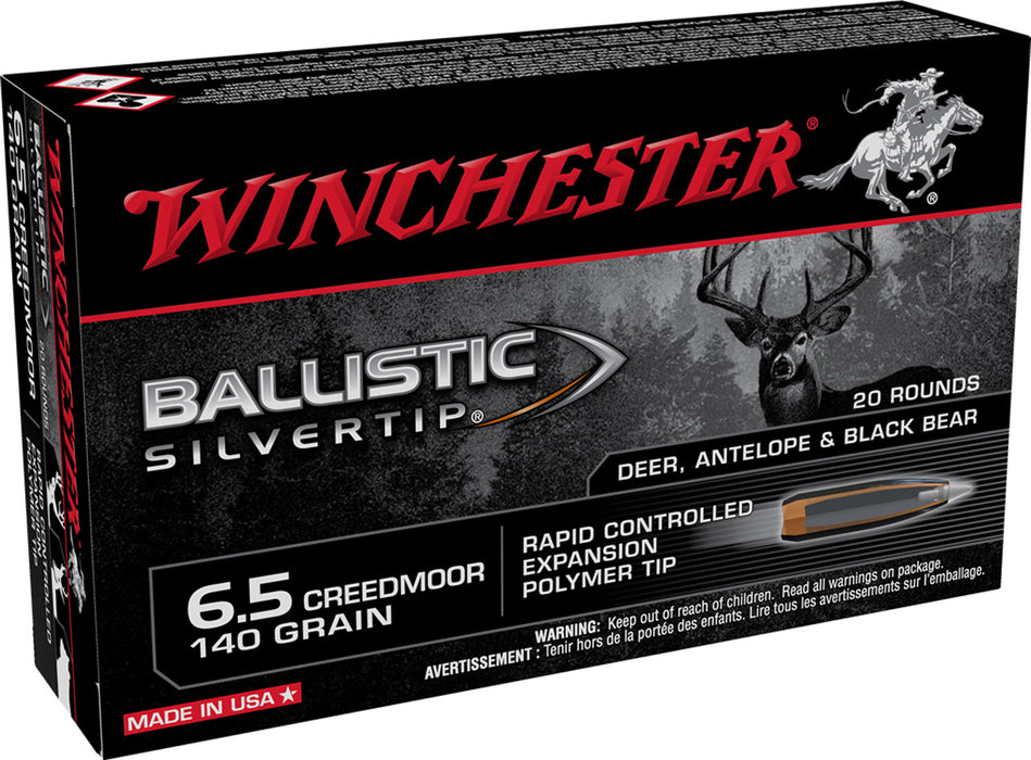 Winchester Ammo SBST65CM Ballistic Silvertip  6.5 Creedmoor 140 gr 2700 fps Rapid Controlled Expansion Polymer Tip 20 Bx/10 Cs