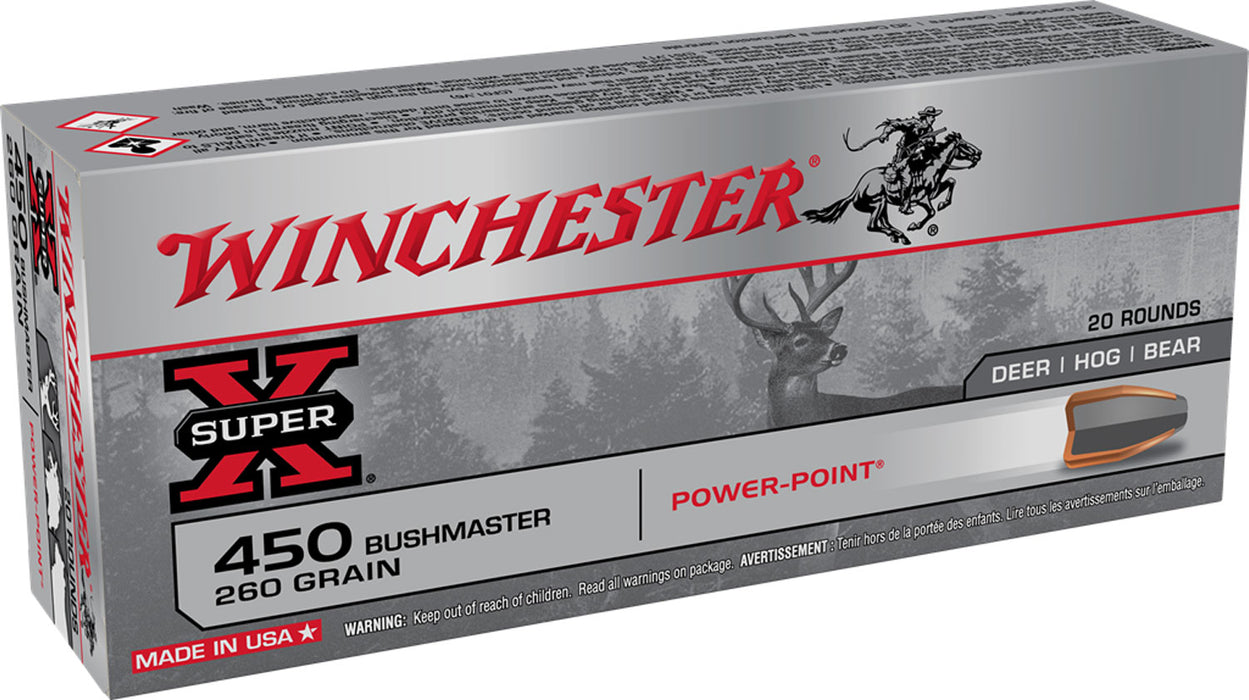 Winchester Ammo X4501 Power-Point  450Bushmaster 260gr 20 Per Box/10 Case