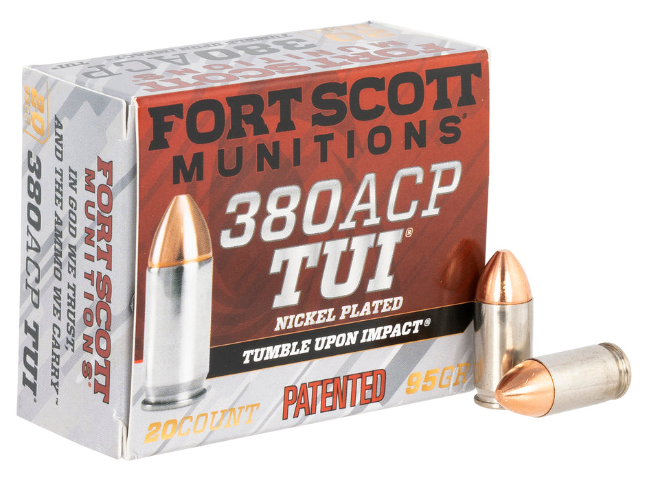 Fort Scott Munitions 380095SCV Tumble Upon Impact (TUI)  380 ACP 95 gr 940 fps Solid Copper Spun (SCS) 20 Bx/25 Cs