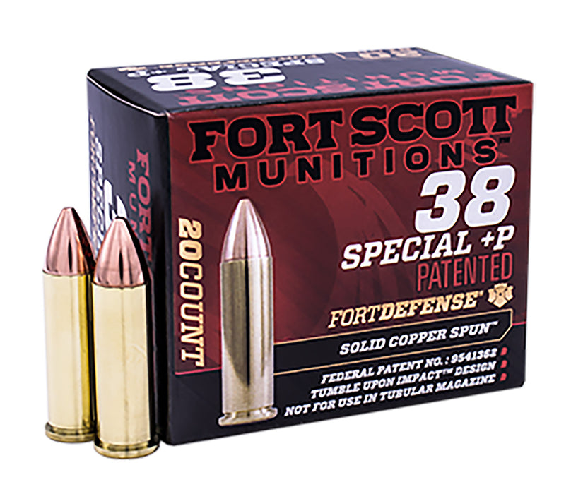 Fort Scott Munitions 38+P081SCV Tumble Upon Impact (TUI)  38 Special +P 81 gr 1362 fps Solid Copper Spun (SCS) 20 Bx/25 Cs