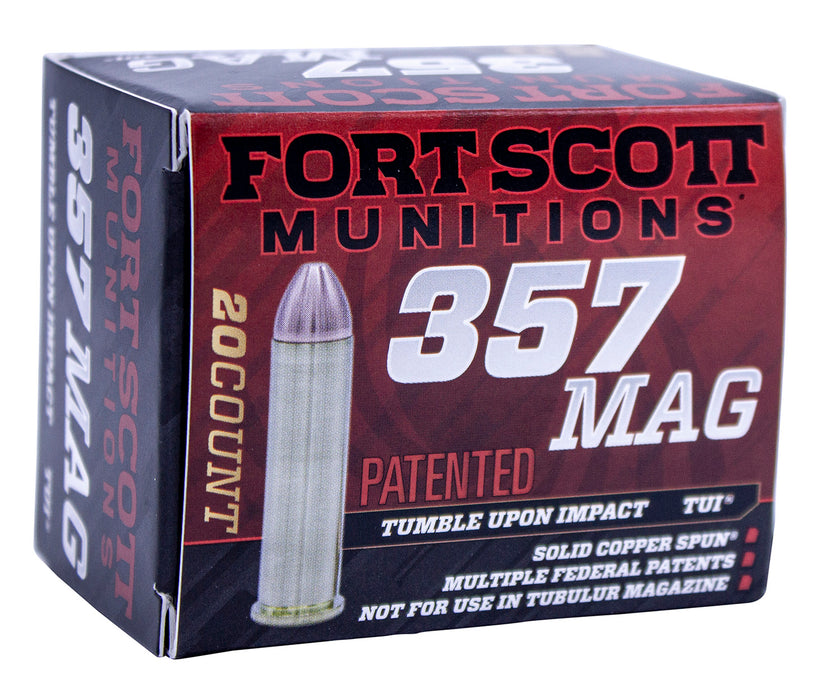 Fort Scott Munitions 357MAG125SCV Tumble Upon Impact (TUI)  357 Mag 125 gr 1424 fps Solid Copper Spun (SCS) 20 Bx/25 Cs