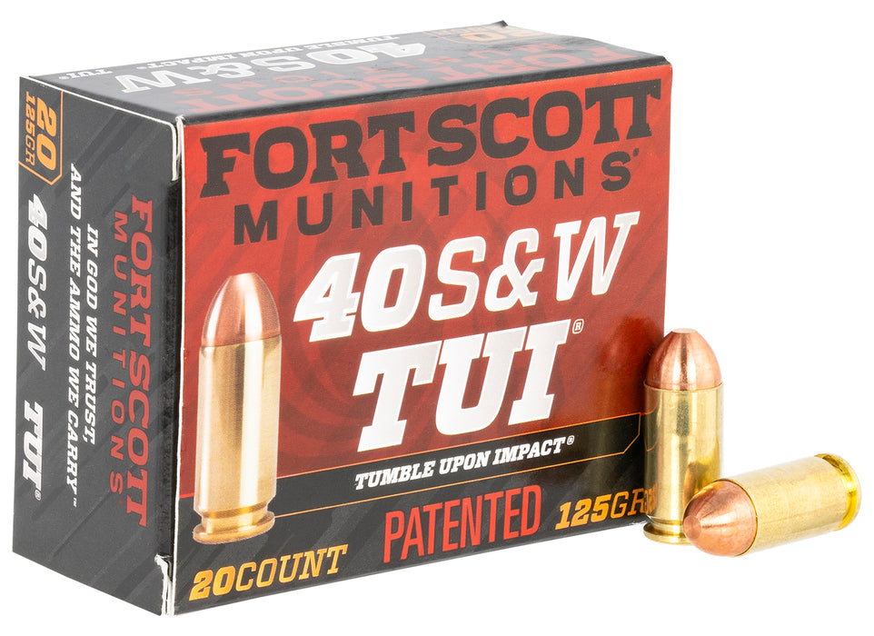 Fort Scott Munitions 400125SCV Tumble Upon Impact (TUI)  40 S&W 125 gr 1321 fps Solid Copper Spun (SCS) 20 Bx/25 Cs