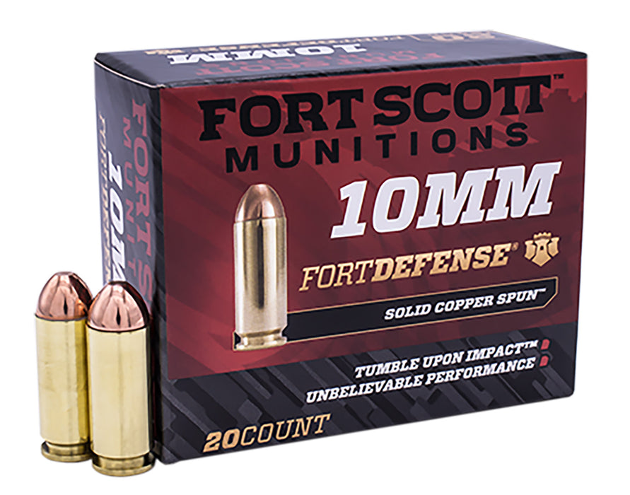 Fort Scott Munitions 10MM124SCV Tumble Upon Impact (TUI)  10mm Auto 125 gr 1611 fps Solid Copper Spun (SCS) 20 Bx/25 Cs