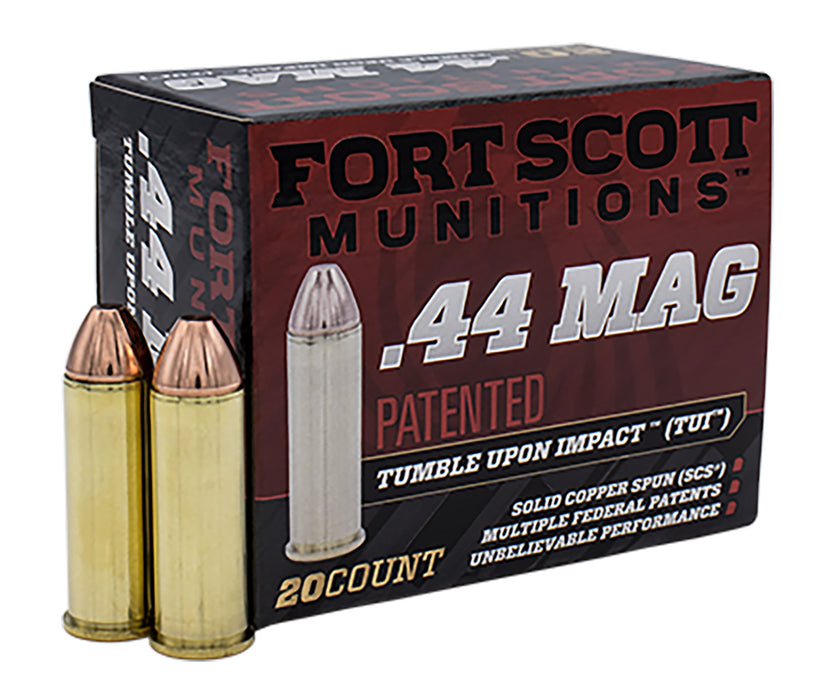 Fort Scott Munitions 44MAG200SCV Tumble Upon Impact (TUI)  44 Rem Mag 200 gr 1697 fps Solid Copper Spun (SCS) 20 Bx/25 Cs