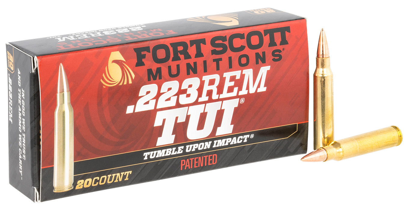 Fort Scott Munitions 223055SCV Tumble Upon Impact (TUI)  223 Rem 55 gr 3211 fps Solid Copper Spun (SCS) 20 Bx/25 Cs