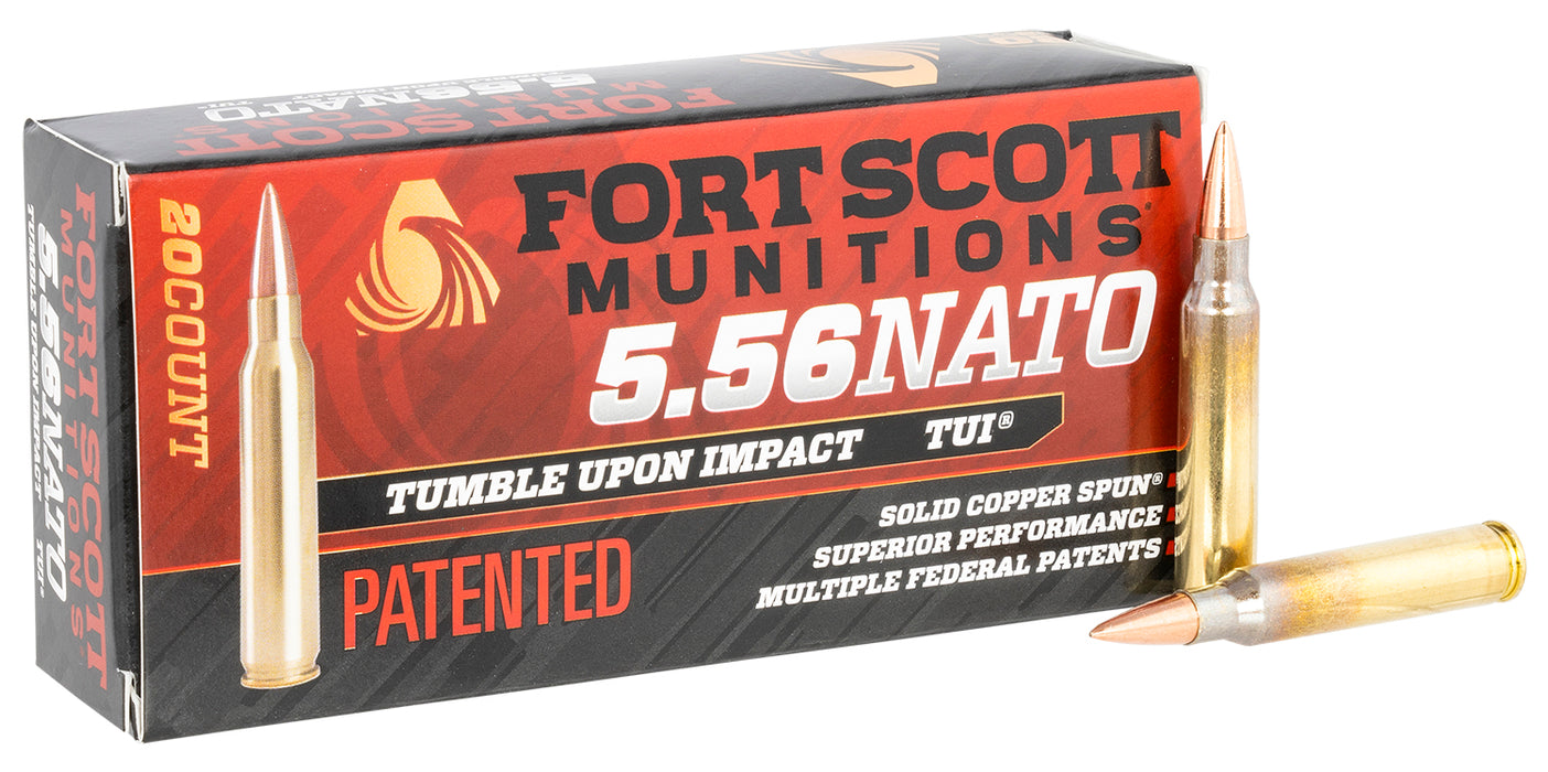 Fort Scott Munitions 556062SCV Tumble Upon Impact (TUI)  5.56x45mm NATO 62 gr 3200 fps Solid Copper Spun (SCS) 20 Bx/25 Cs