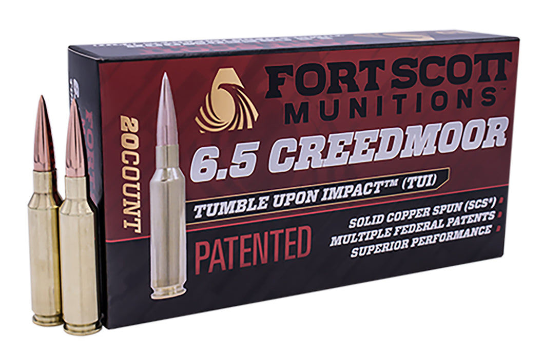 Fort Scott Munitions 65GR123SCV2 Tumble Upon Impact (TUI)  6.5 Grendel 123 gr 2538 fps Solid Copper Spun (SCS) 20 Bx/10 Cs
