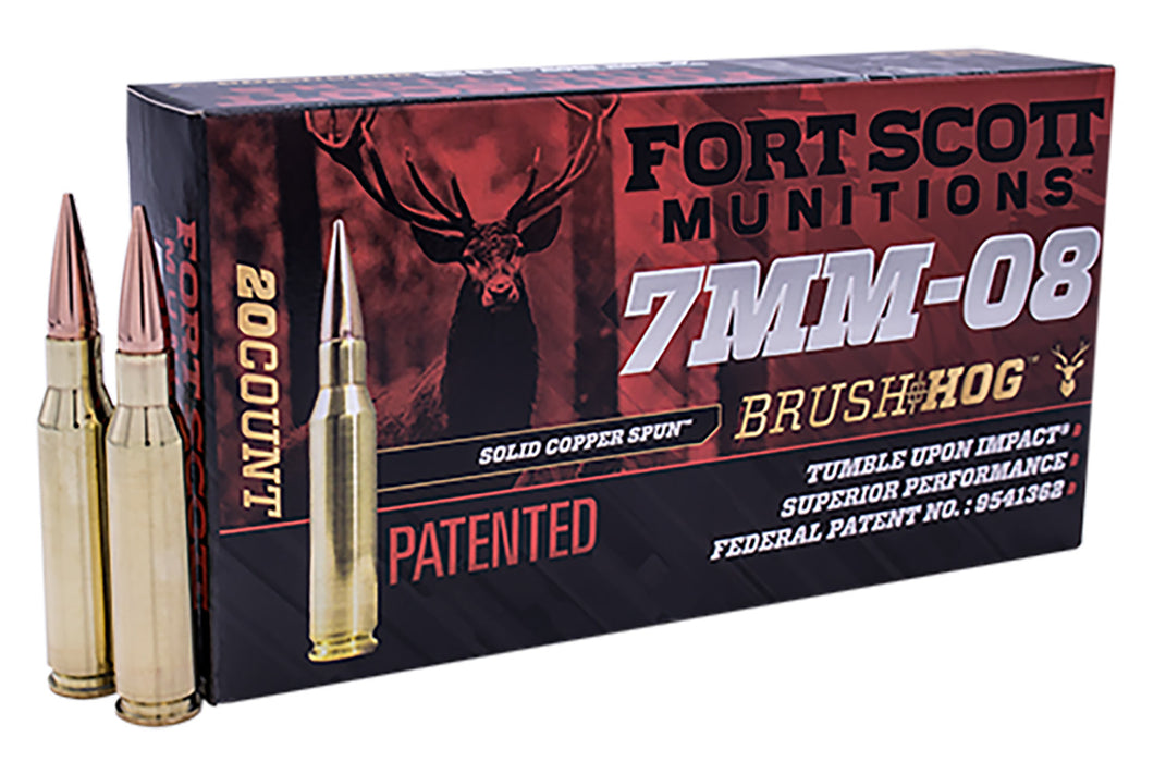 Fort Scott Munitions 7MM08120SCV1 Tumble Upon Impact (TUI)  7mm-08 Rem 120 gr 3019 fps Solid Copper Spun (SCS) 20 Bx/10 Cs