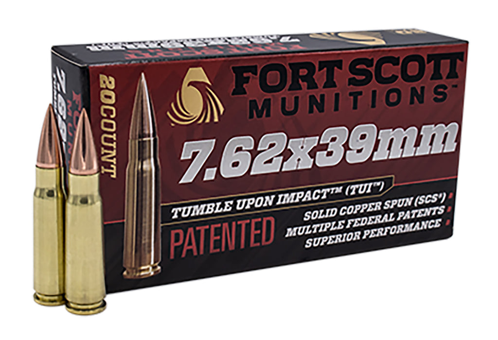 Fort Scott Munitions 762X39117SCV Tumble Upon Impact (TUI)  7.62x39mm 117 gr 2422 fps Solid Copper Spun (SCS) 20 Bx/10 Cs