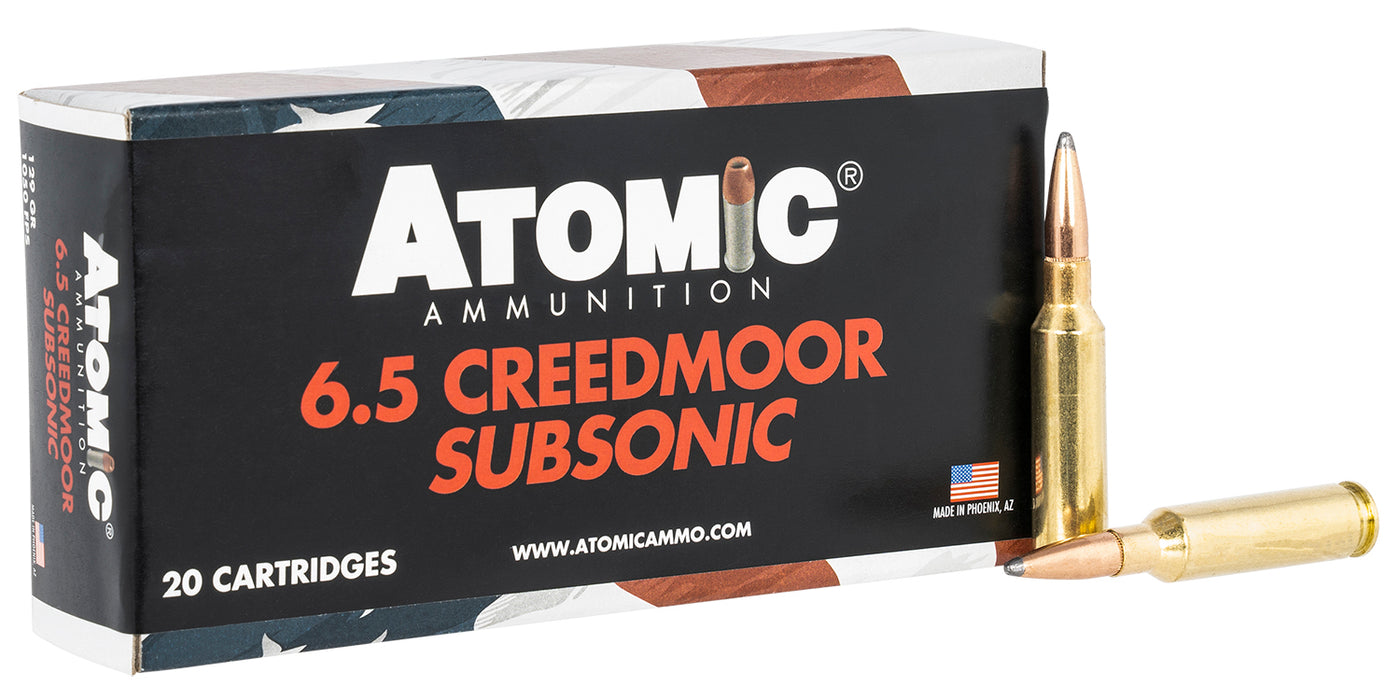 Atomic Ammunition 00482 Rifle Subsonic 6.5 Creedmoor 129 gr Jacketed Hollow Point (JHP) 20 Bx/10 Cs