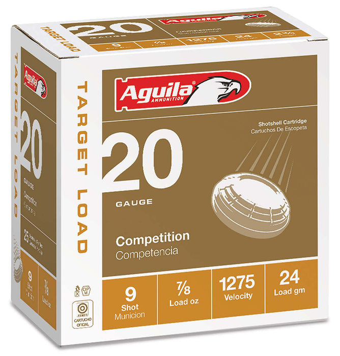 Aguila 1CHB2039 Competition Target 20 Gauge 2.75" 7/8 oz 9 Shot 25 Per Box/10 Cs