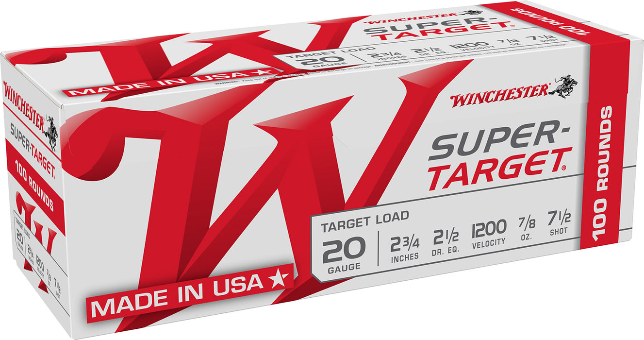 Winchester Ammo TRGT207VP Super-Target  20Gauge 2.75" 7/8oz 7.5Shot 100 Per Box/2 Case
